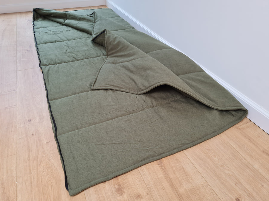 Organic HEMP Sleeping bag HEMP dark green fabric filled organic Hemp fiber filling - Hemp sleep bag / blanket quilt, hand made