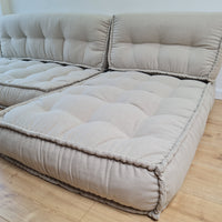 Unique Set of Hemp floor cushions: two 49"x29"x7.8", plus back cushions of 49"x16"x7.8" and 29"x16"x7.8" with organic hemp fiber filling