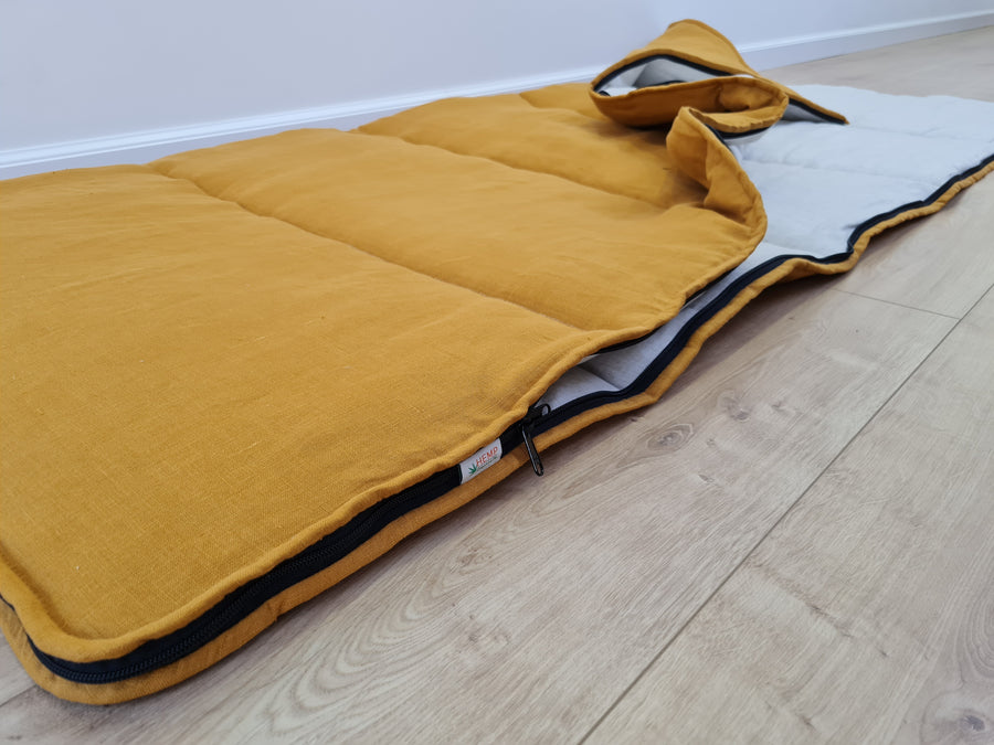 Thick HEMP Sleeping bag HEMP and lilen fabric filled organic Hemp fiber filling - Hemp sleep bag / blanket quilt, hand made