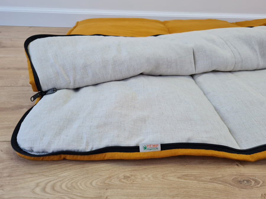 Thick HEMP Sleeping bag HEMP and lilen fabric filled organic Hemp fiber filling - Hemp sleep bag / blanket quilt, hand made