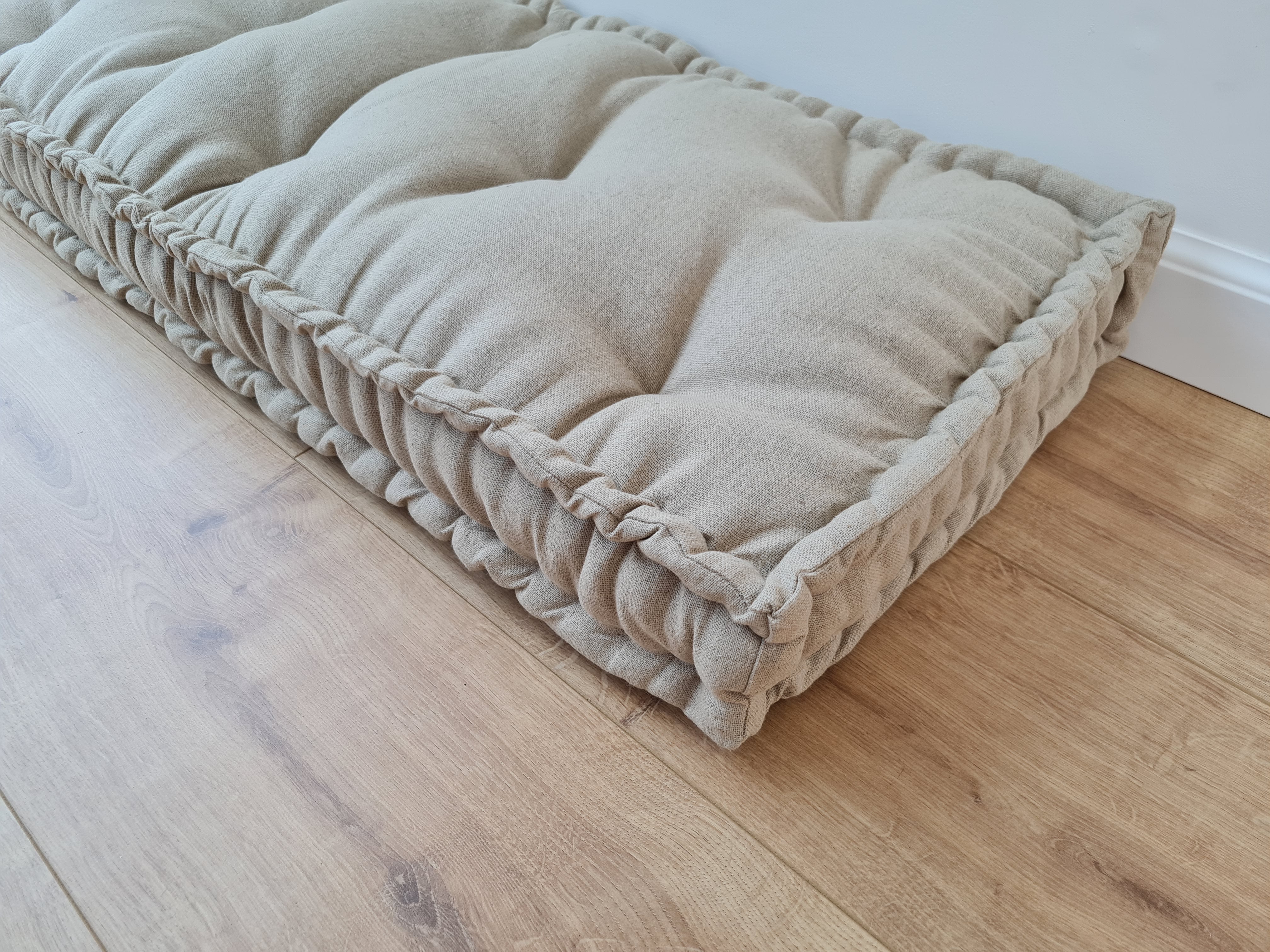 20"x20" (50x50 cm) Hemp natural non-dyed grey beige window Mudroom Floor Bench cushion with organic hemp fiber filling in linen fabric