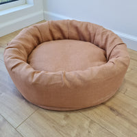 Unique Round Hemp Linen Pet Bed Cot with Removable Washable Natural Linen Cover Filled Organic Hemp Fiber house eco-friendly Gift