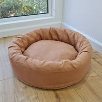 Unique Round Hemp Linen Pet Bed Cot with Removable Washable Natural Linen Cover Filled Organic Hemp Fiber house eco-friendly Gift