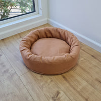 Unique Round Hemp Linen Pet Bed Cot with Removable Washable Natural Linen Cover Filled Organic Hemp Fiber house eco-friendly Gift