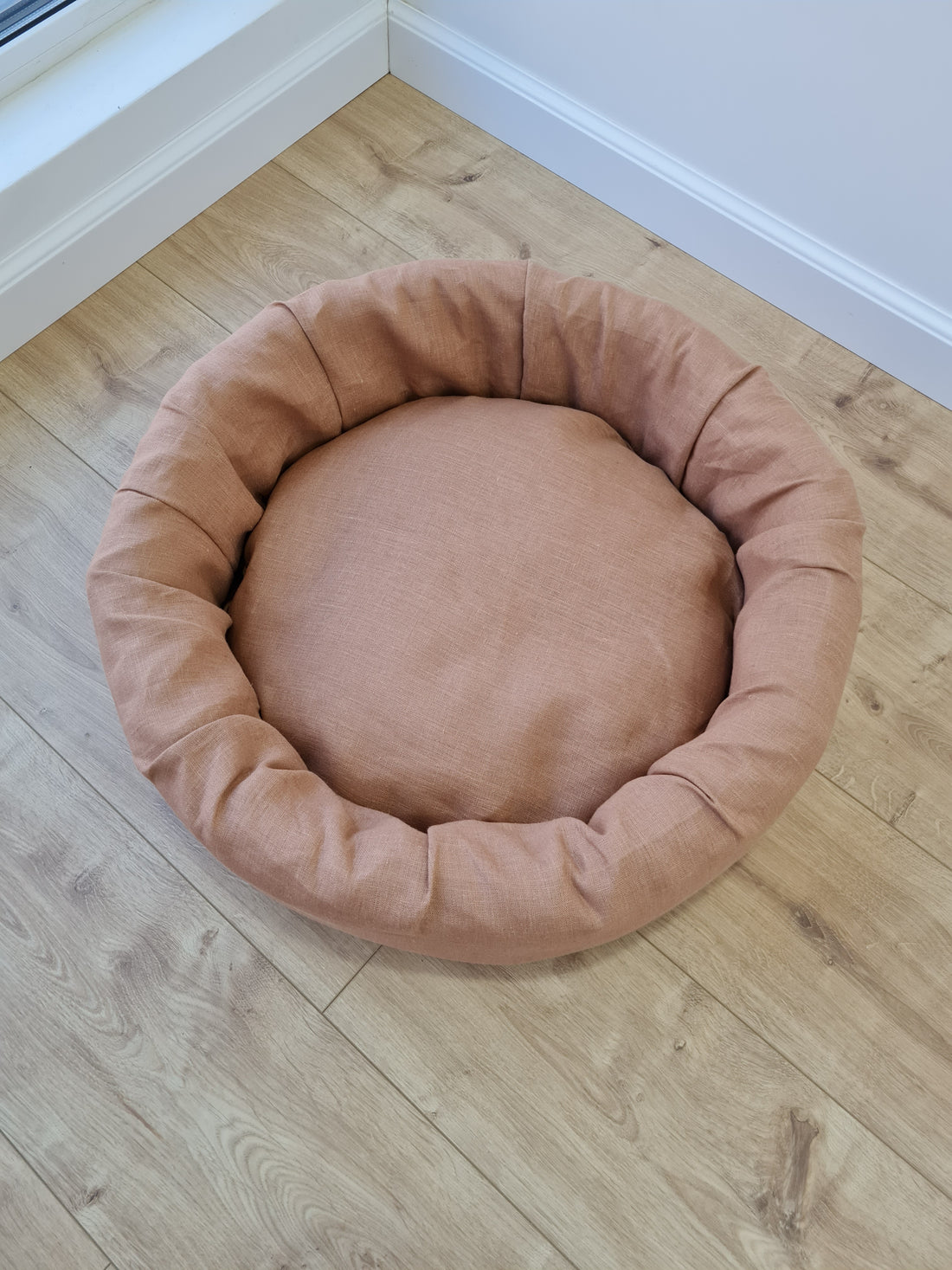 Unique Round Hemp Linen Pet Bed Cot with Removable Washable Natural Non-dyed Linen Cover Filled Organic Hemp Fiber house eco-friendly Gift