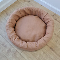 Unique Round Hemp Linen Pet Bed Cot with Removable Washable Natural Linen Cover Filled Organic Hemp Fiber house eco-friendly Gift