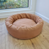 Unique Round Hemp Linen Pet Bed Cot with Removable Washable Natural Linen Cover Filled Organic Hemp Fiber house eco-friendly Gift