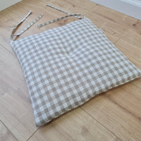 Hemp Linen seat cushion for chair with ties filled organic hemp fiber in natural linen fabric Chair Cushion Pillow seat