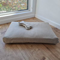 Natural Hemp Linen Pet Mat Pad Cushion with Removable non-dyed grey Linen Cover organic hemp fiber filler in non-dyed linen fabric