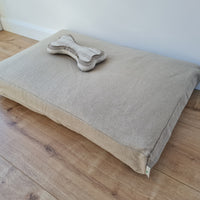 Hemp Linen Pet Mat Pad Cushion with Removable Linen Cover organic hemp fiber filler in non-dyed linen fabric