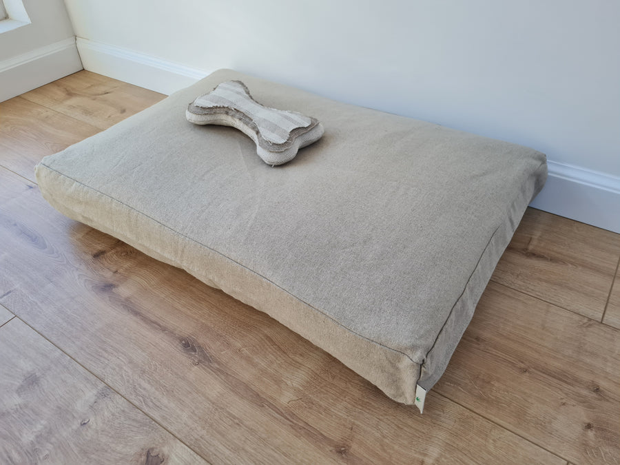 Hemp Linen Pet Mat Pad Cushion with Removable Linen Cover organic hemp fiber filler in non-dyed linen fabric