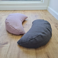 Linen Meditation Cresсent Cushion filled Buckwheat Hulls Yoga Crescent pillow