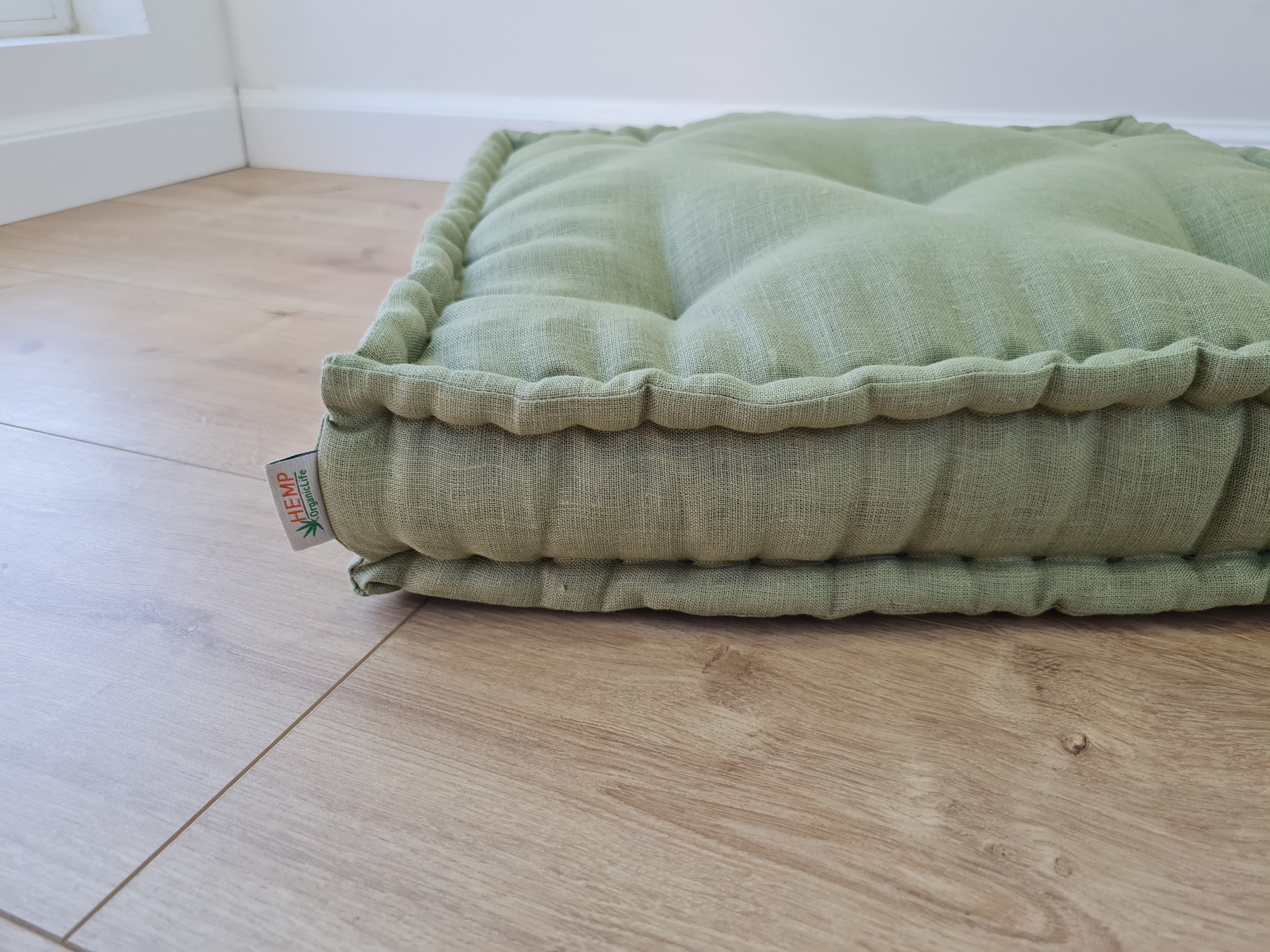 Hemp Linen Floor Cushion fileld organic Hemp Fiber in Natural Linen fabric / floor pillow Pillow seat/Meditation Yoga