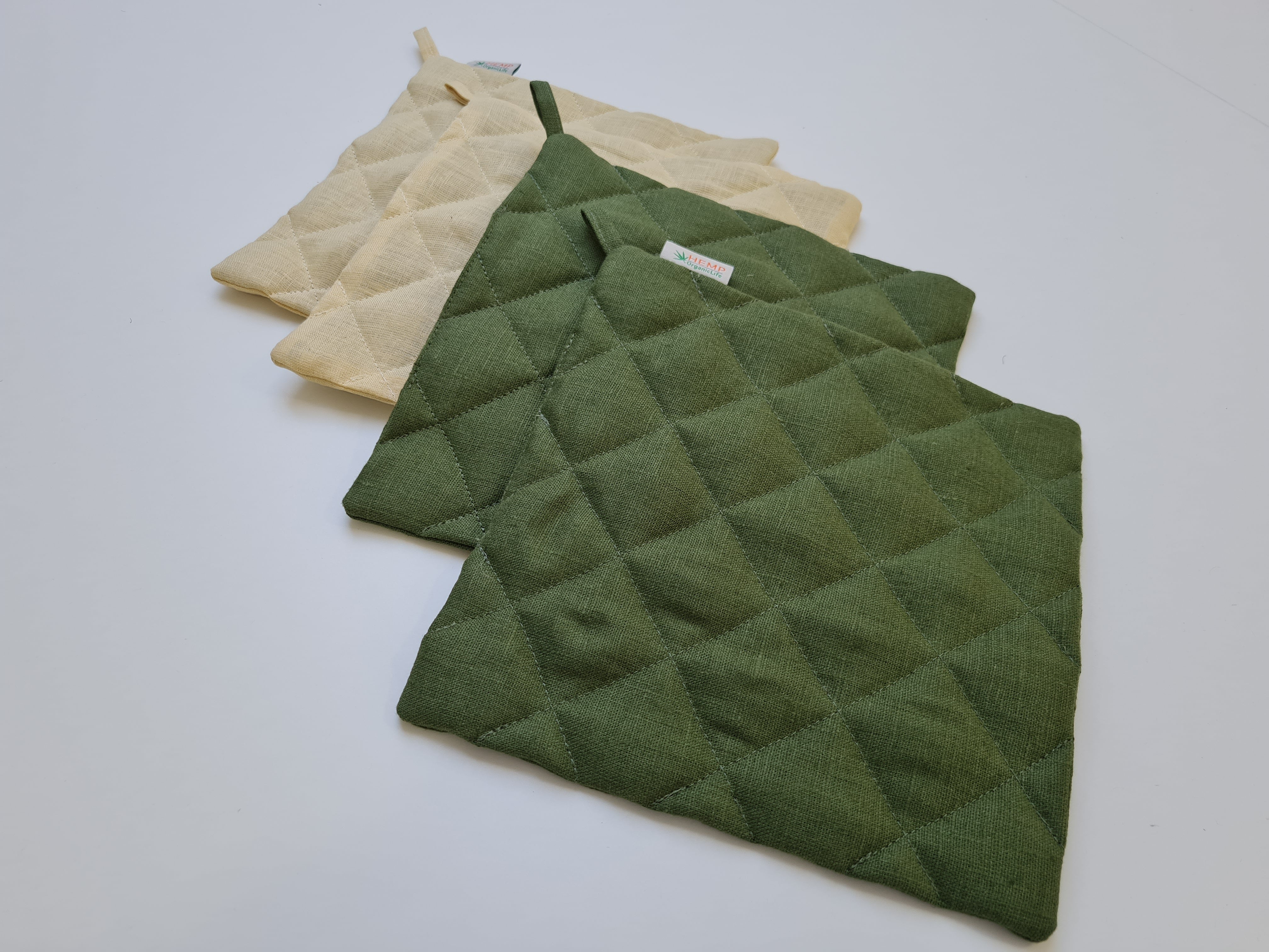 Natural Hemp Linen Oven Mitt and Pot Holder Set Filled unique Hemp fiber filling Pot holders Gloves Housewarming gift