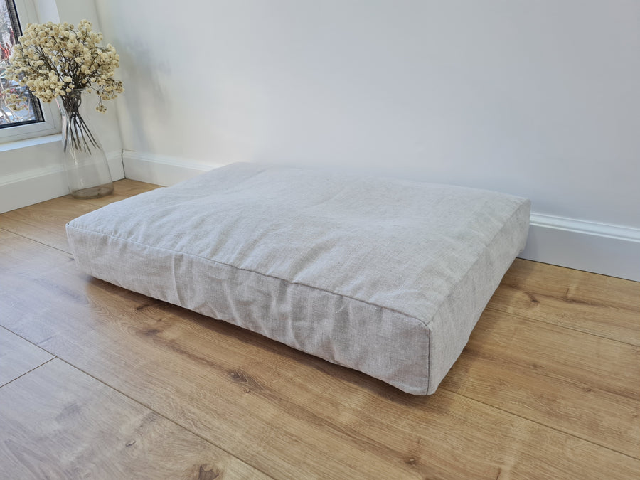 16"x24" (40x60cm) Hemp Linen pet mat pad cushion with removable linen hemp cover organic hemp fiber filler in non-dyed linen fabric