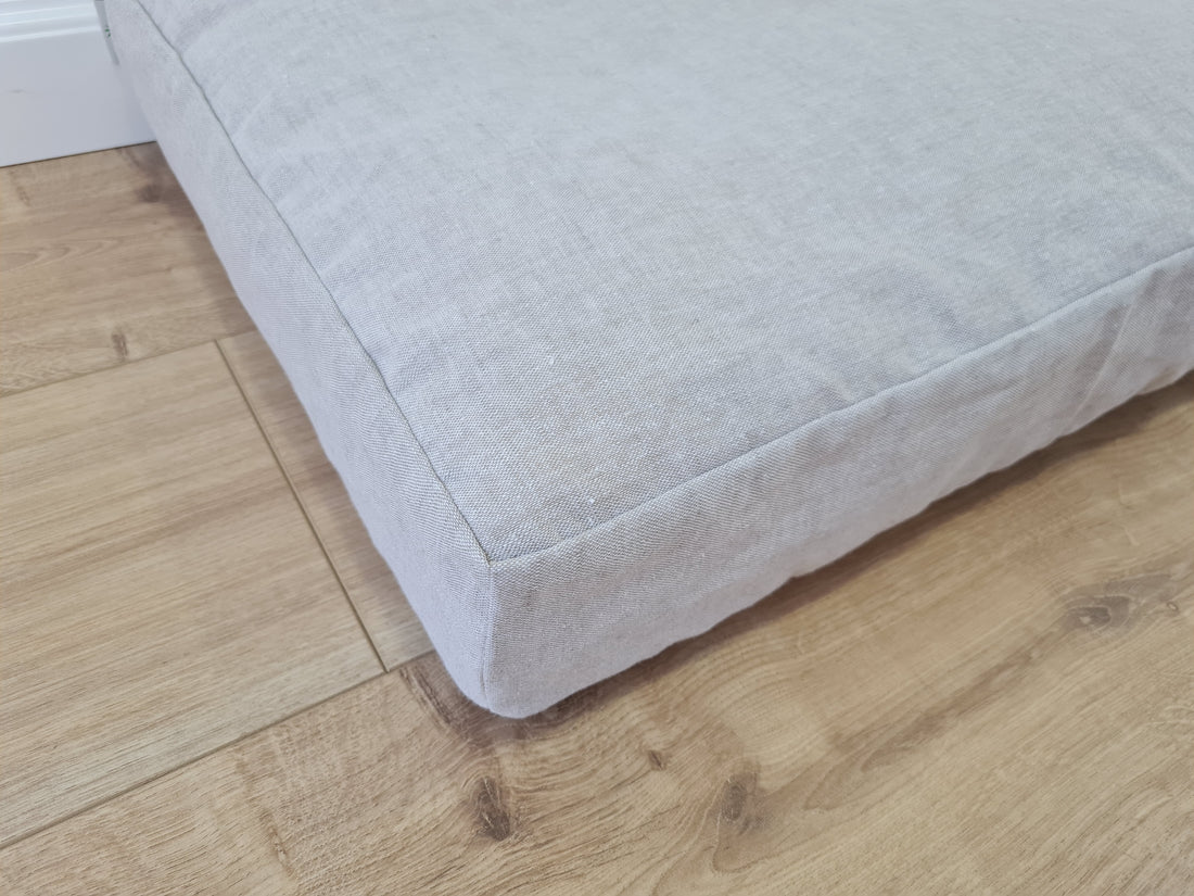 16"x24" (40x60cm) Hemp Linen pet mat pad cushion with removable linen hemp cover organic hemp fiber filler in non-dyed linen fabric