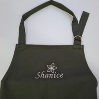 Natural Apron Personalized Eco-friendly Cotton apron Full Embroidery apron Long Apron with pocket for