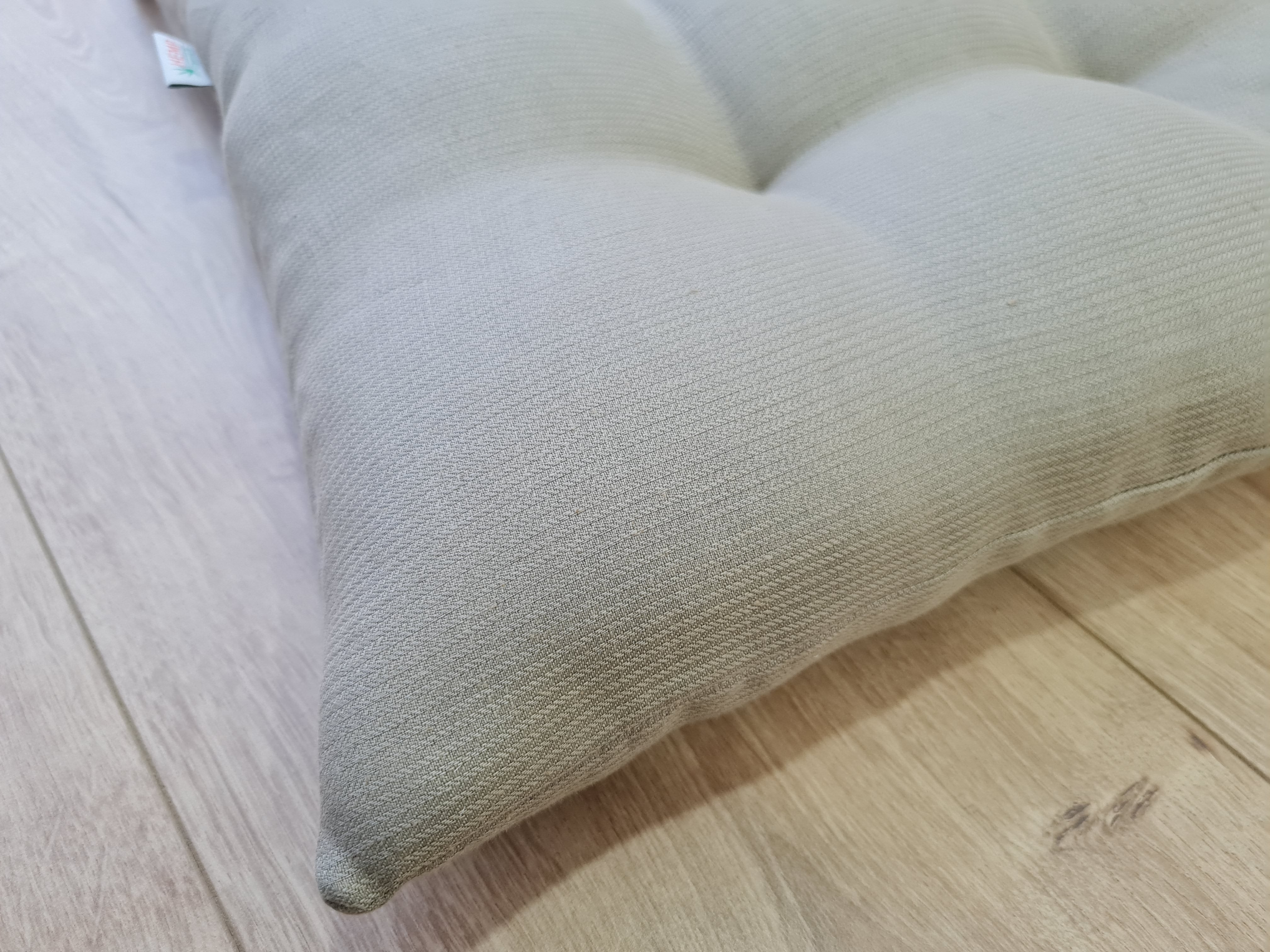 Hemp Linen seat cushion in Stripe for chair with ties filled organic hemp fiber in Natural Linen fabric in Stripe Chair Cushion Pillow seat