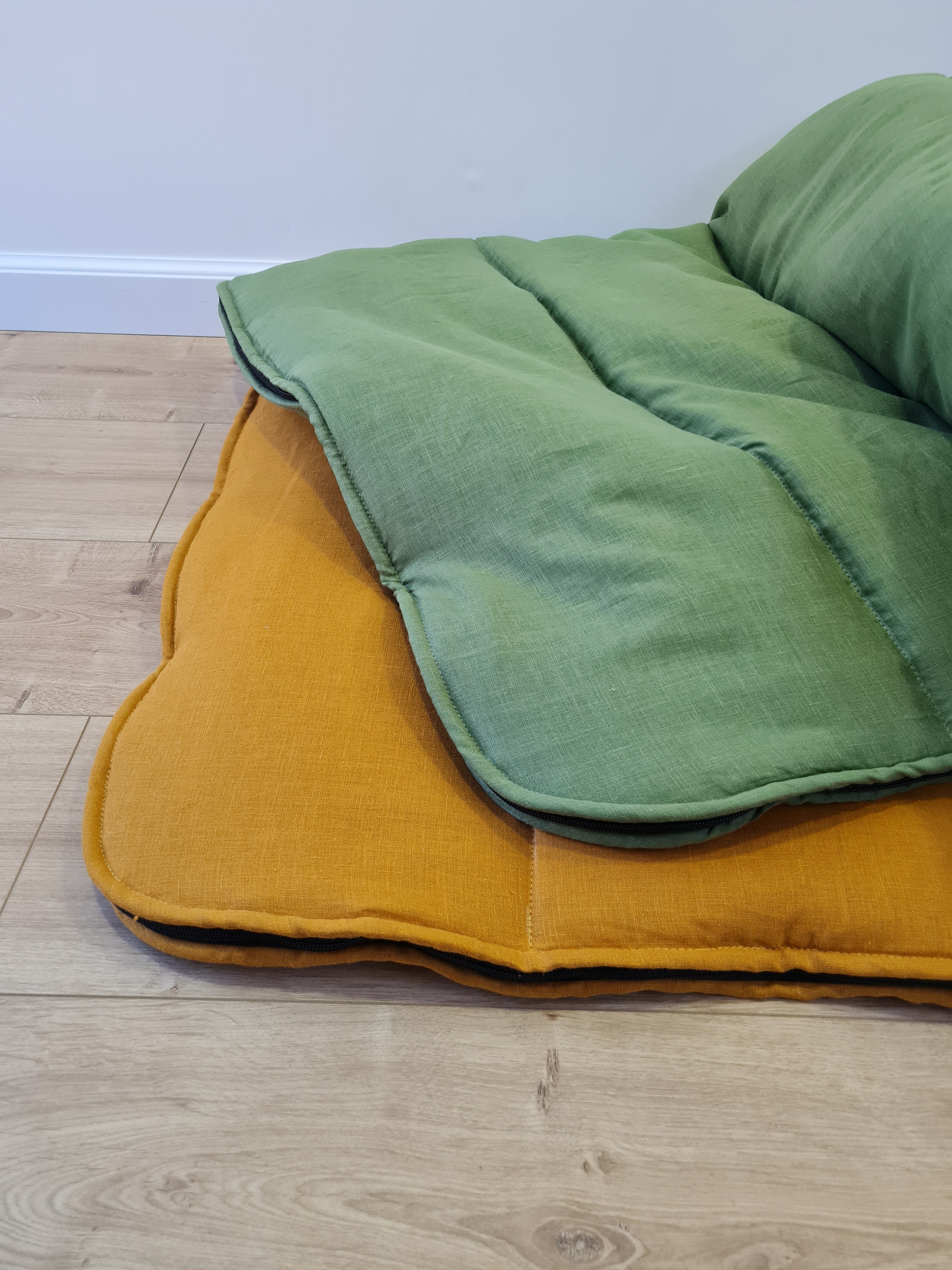 Natural Kids HEMP Linen Sleeping Bag with Hood School Nap mat for Kids, camping van sleeping bag organic hemp fiber filling