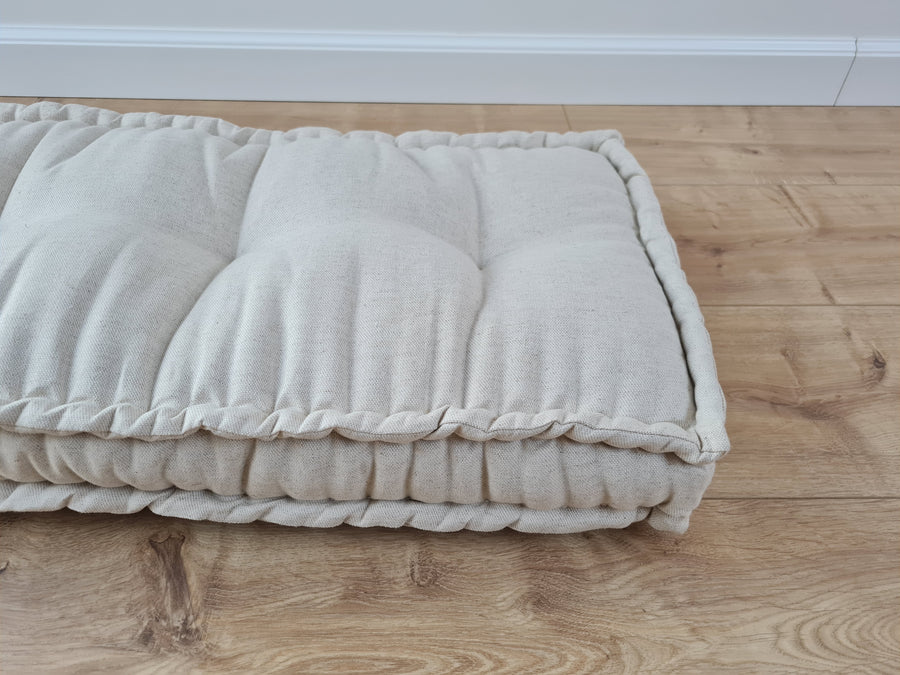 14" х 40" ( 35 х 102 cm) Hemp Custom madeWindow Mudroom Floor bench cushion filled organic hemp fiber in natural non-dyed linen fabric