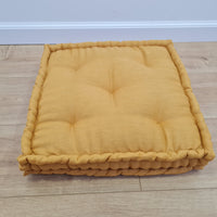 16"x16" (40x40 cm) Hemp Floor cushion with organic hemp fiber filling in natural yellow linen fabric / floor pillow / Pillow seat