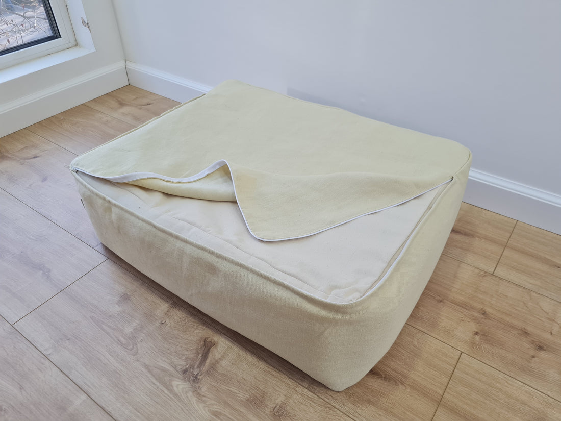 Organic Hemp Pet Bed Removable Washable Natural Linen Cover Bed Filled Organic Hemp Fiber Filler - Dog Cat Pet Bed Cots Mat Cover