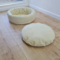 Unique Round Hemp Linen Pet Bed Cot with Removable Washable Natural light yellow Linen Cover Filled Organic Hemp Fiber eco-friendly Gift