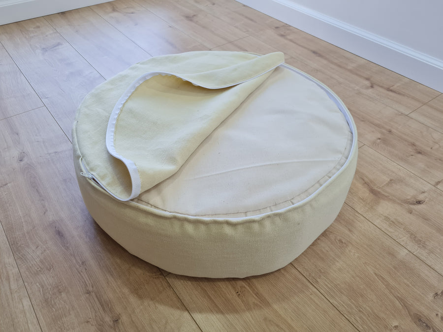 Unique Round Hemp Linen Pet Bed Cot with Removable Washable Natural light yellow Linen Cover Filled Organic Hemp Fiber eco-friendly Gift