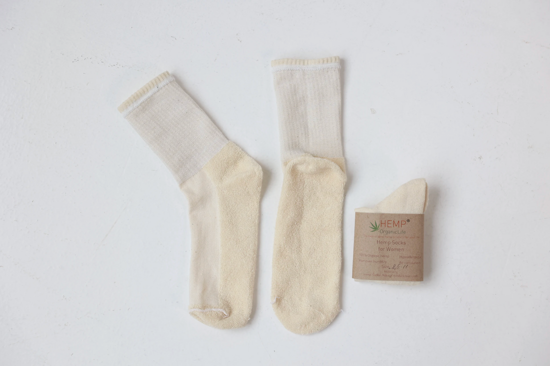 Warm Hemp Socks with Soft Terry Cushioning  Cozy Hemp Socks Warmth You Can Feel Hemp Cotton Socks Natural Vegan Men's hemp socks