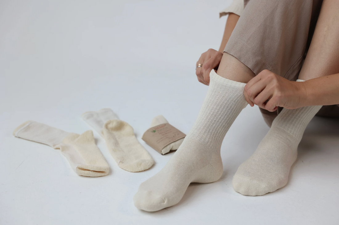 Warm Hemp Socks with Soft Terry Cushioning  Cozy Hemp Socks Warmth You Can Feel Hemp Cotton Socks Natural Vegan Men's hemp socks