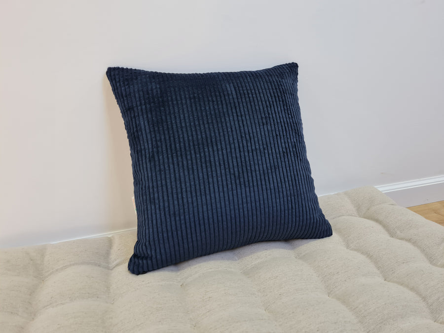 16"x16" (40x40cm) Hemp Throw Pillow with Cover Filled HEMP Fiber filler in Natural dark blue cotton corduroy zipped Cover Decorative Cushion