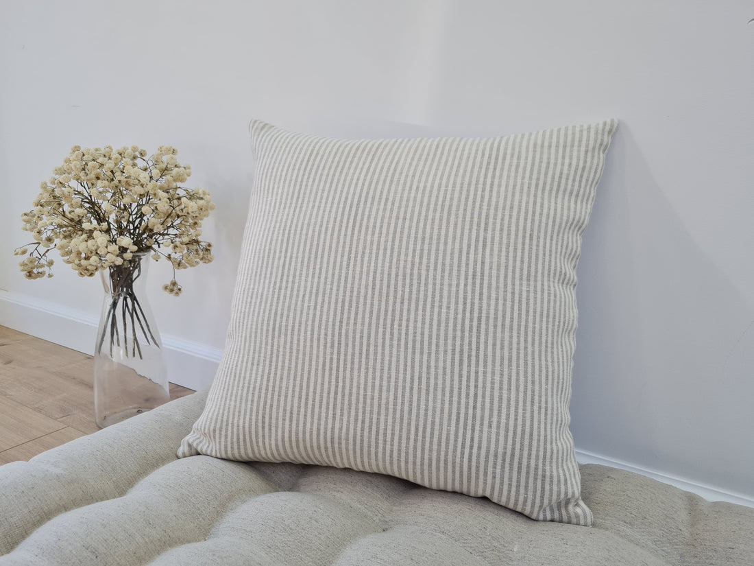 Hemp Linen Throw Pillow with Cover Filled HEMP Fiber filler in Natural Linen zipped Cover Throw Decorative Cushion