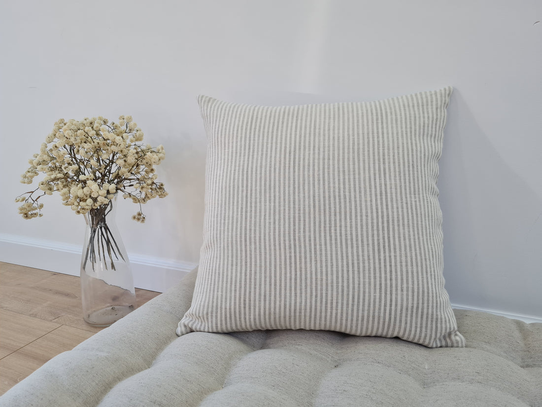 Hemp Linen Throw Pillow with Cover Filled HEMP Fiber filler in Natural Linen zipped Cover Throw Decorative Cushion