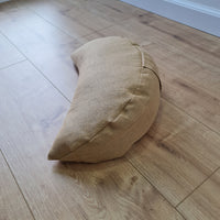 Natural Linen meditation Cresсent cushion Olive filled with buckwheat hulls