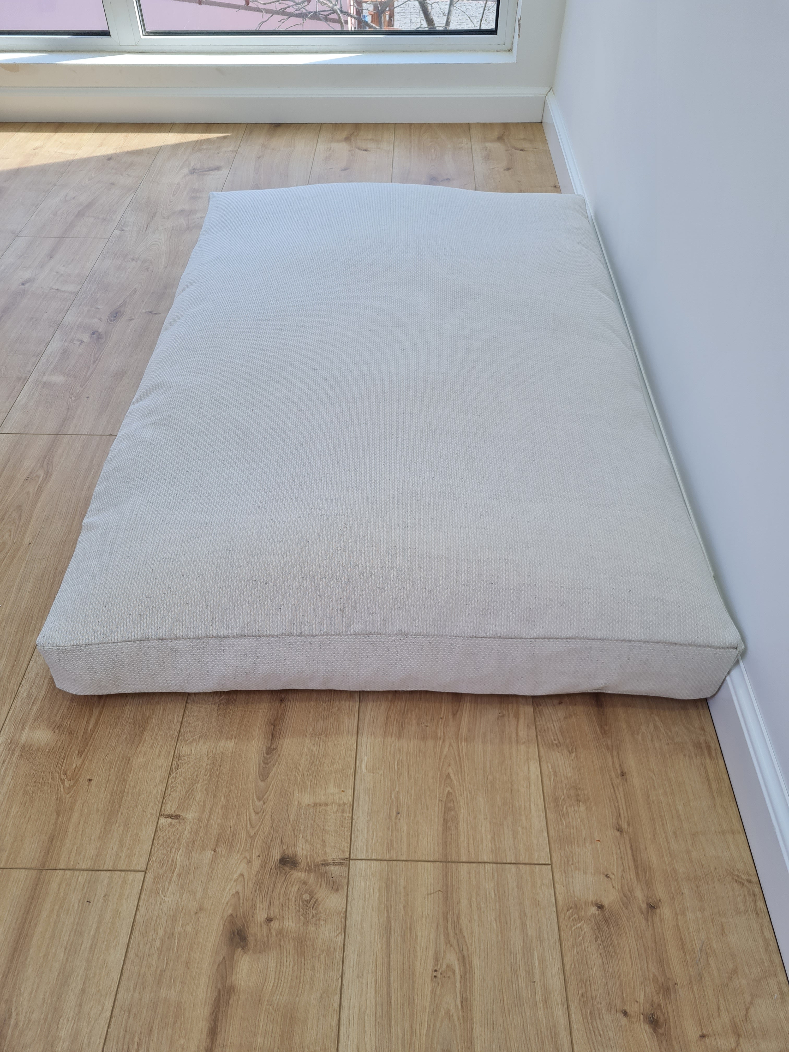 Natural Hemp Pet Mat Pad Cushion Removable Washable Hemp Cover Organic Hemp Fiber Filler in Natural non-dyed Hemp Fabric
