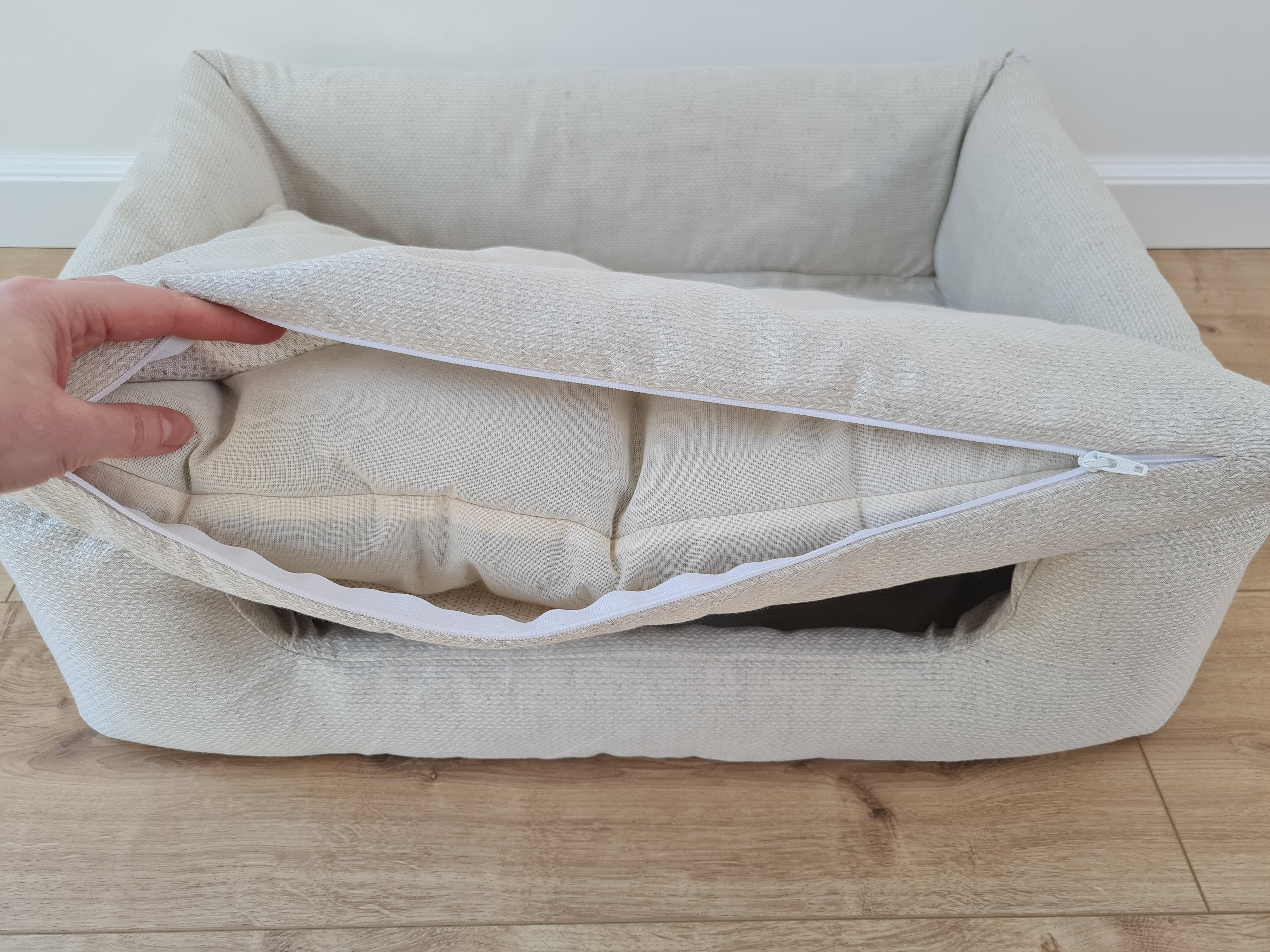Organic Hemp Pet Bed Removable Washable Natural HEMP Cover Bed Filled Organic Hemp Fiber Filler - Dog Cat Pet Bed Cots Mat Cover
