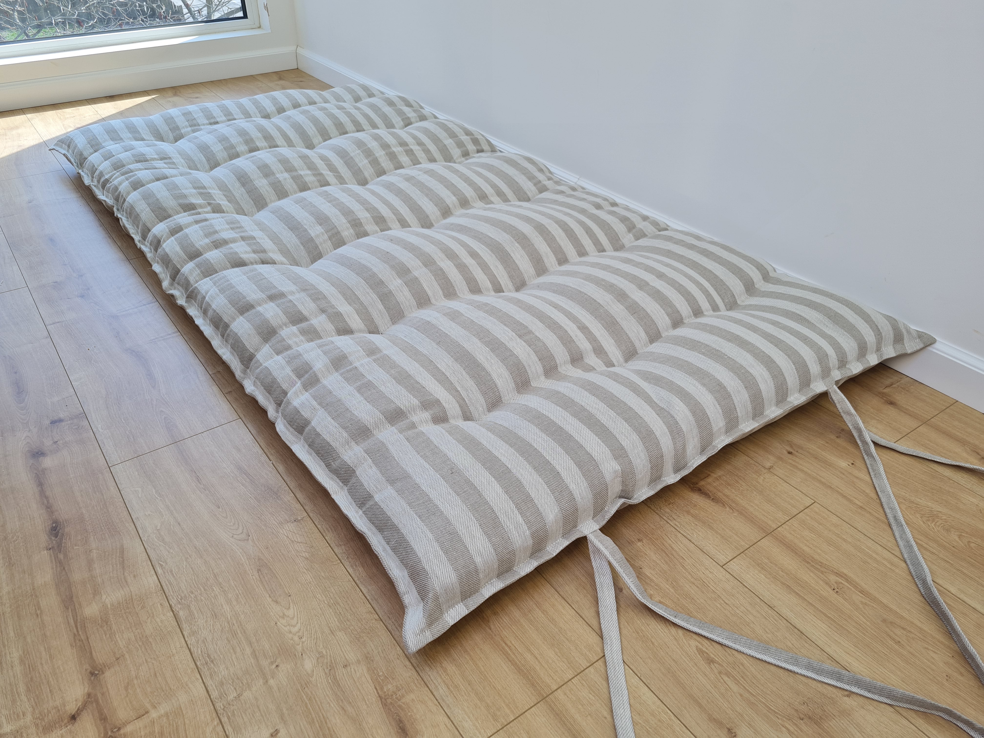 HEMP shikibuton mat Shiki futon 3” thick filled organic hemp fiber filler in natural linen fabric Custom Size Hand made