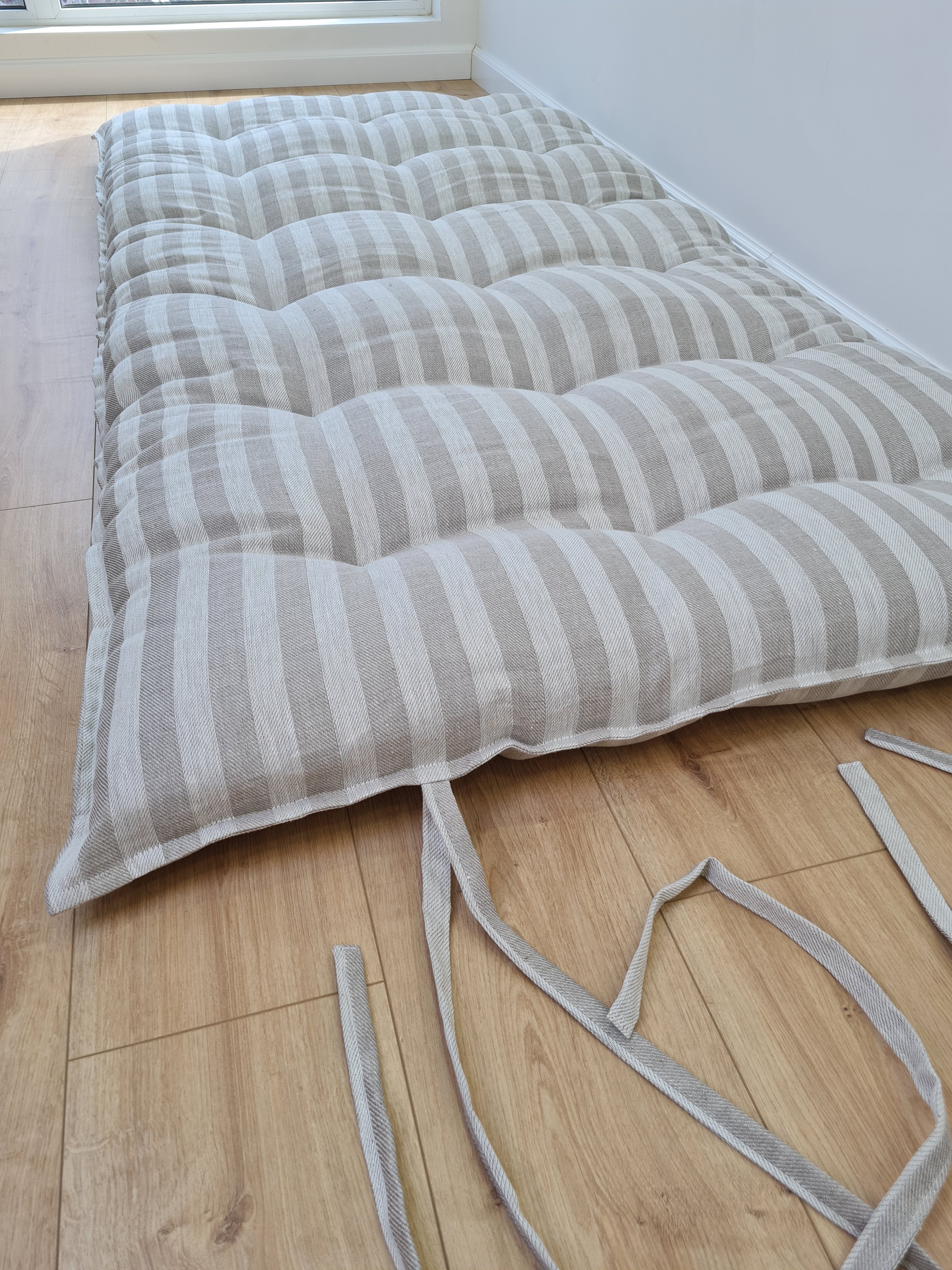 HEMP shikibuton mat Shiki futon 3” thick filled organic hemp fiber filler in natural linen fabric Custom Size Hand made