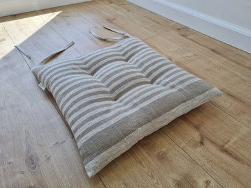 Hemp Linen seat cushion for chair with ties filled organic hemp fiber in natural linen fabric Chair Cushion Pillow seat