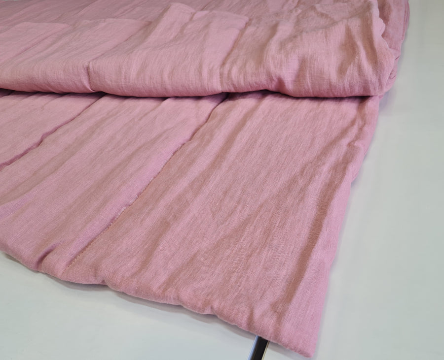 Winter Organic HEMP + FLAX blanket 400 g / m2 in natural coral pink linen fabric with filler created from organic Hemp fiber