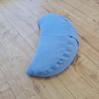 Linen meditation Cresсent cushion blue filled with buckwheat hulls