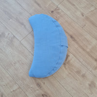 Linen meditation Cresсent cushion blue filled with buckwheat hulls