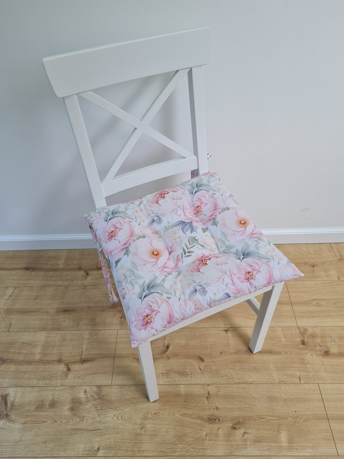 Hemp Chair Seat Cushion filled organic Hemp Fiber in Pink Peonies natural cotton fabric Custom Size, Pillow seat