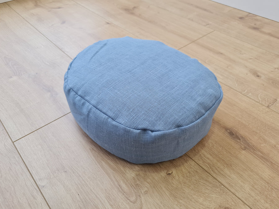 Small articular yoga cushion filled buckwheat hulls Linen Zafu pillow / Oval Linen floor pillow with Buckwheat hulls Meditation