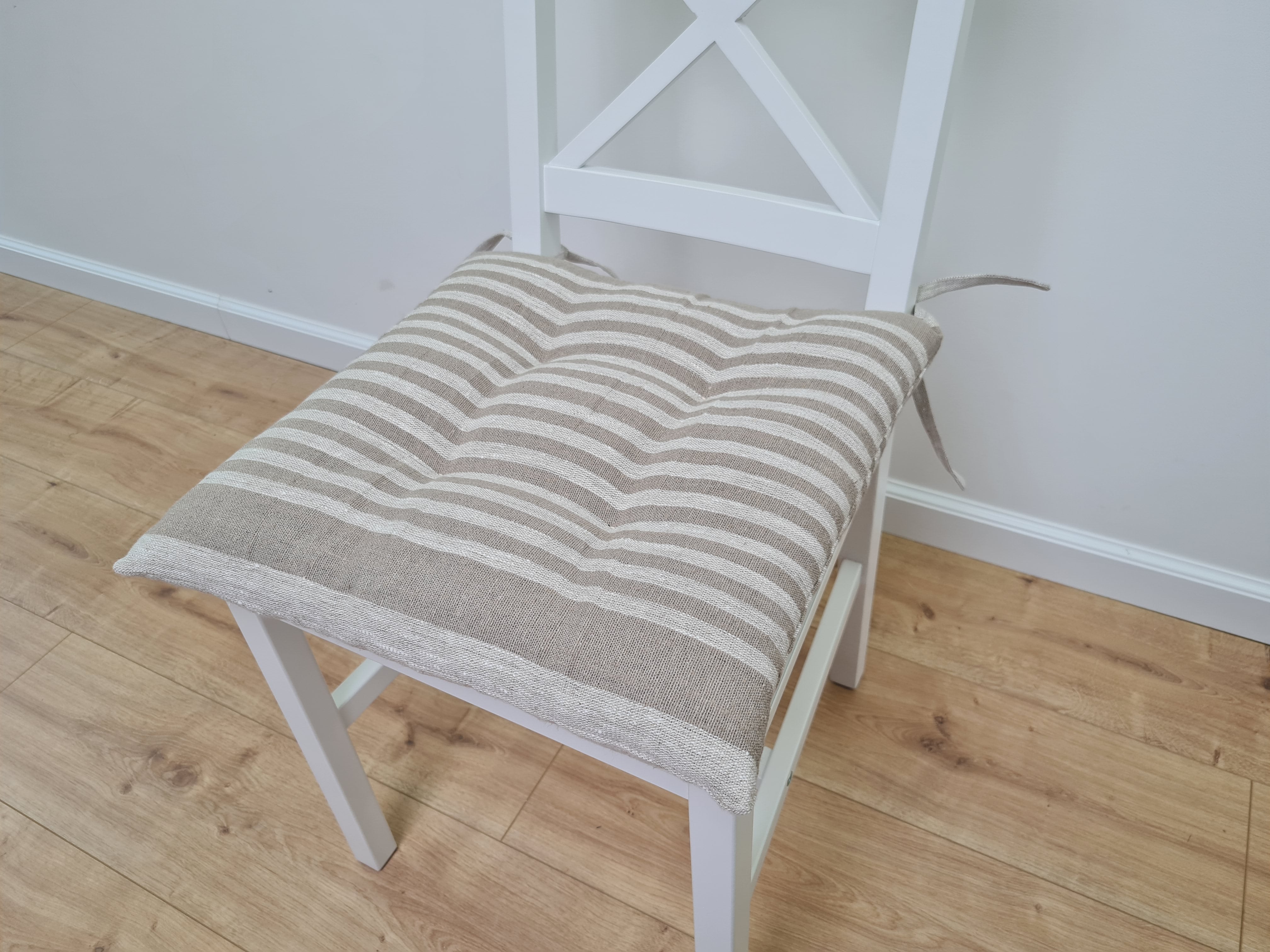 Hemp Linen seat cushion for chair with ties filled organic hemp fiber in natural linen fabric Chair Cushion Pillow seat