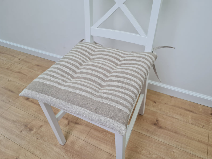 Hemp Linen seat cushion for chair with ties filled organic hemp fiber in natural linen fabric Chair Cushion Pillow seat