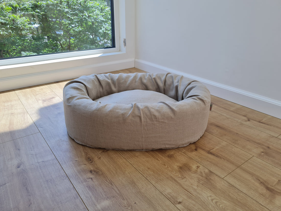 Unique Oval Hemp Linen Pet Bed Cot with Removable Washable Natural Non-dyed Linen Cover Filled Organic Hemp Fiber house eco-friendly Gift