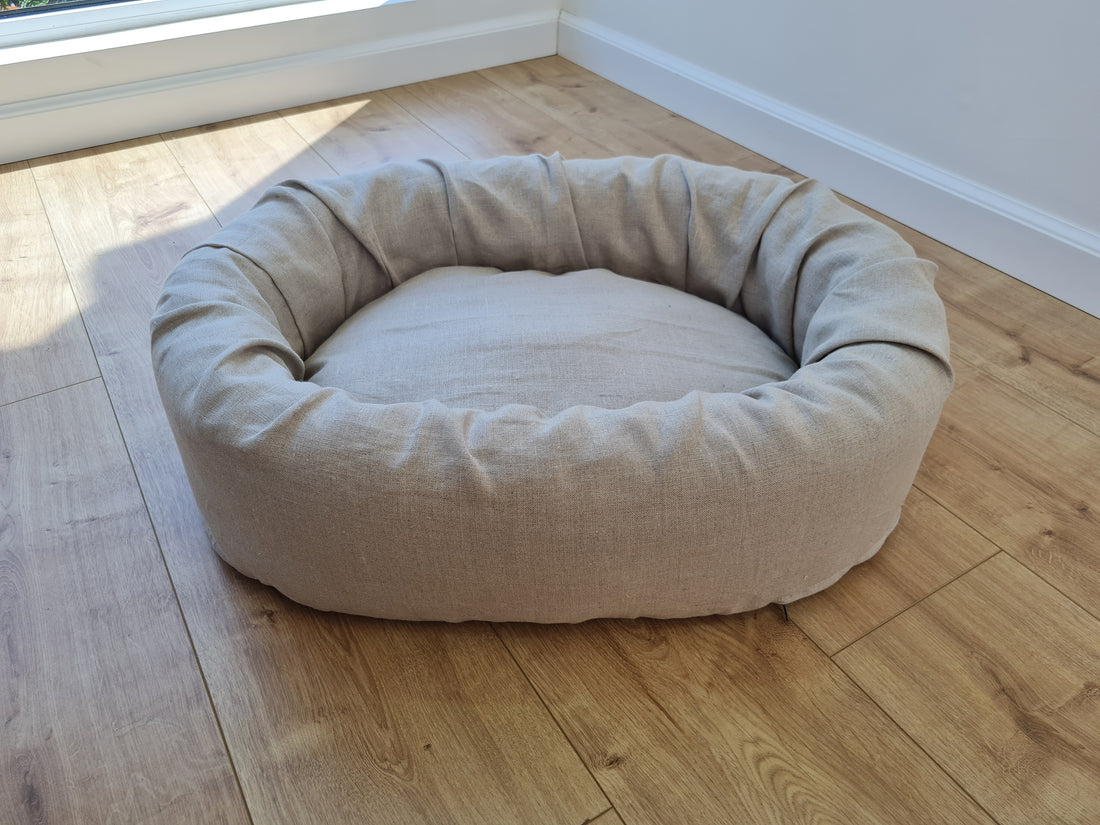 Unique Oval Hemp Linen Pet Bed Cot with Removable Washable Natural Non-dyed Linen Cover Filled Organic Hemp Fiber house eco-friendly Gift
