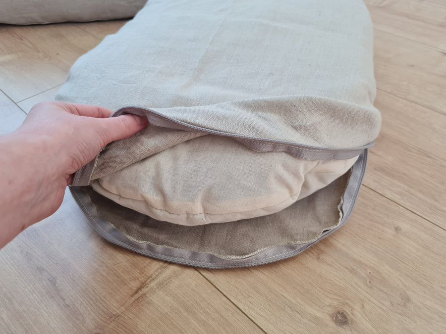 Unique Oval Hemp Linen Pet Bed Cot with Removable Washable Natural Non-dyed Linen Cover Filled Organic Hemp Fiber house eco-friendly Gift