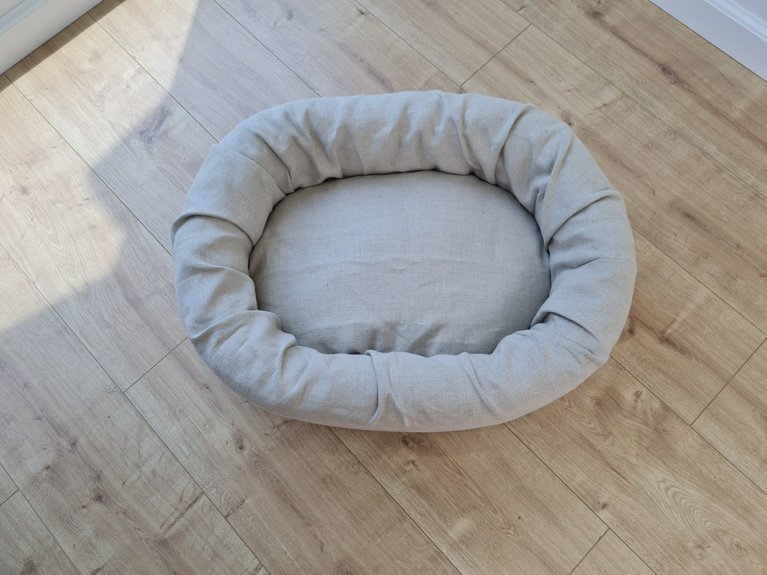 Unique Oval Hemp Linen Pet Bed Cot with Removable Washable Natural Non-dyed Linen Cover Filled Organic Hemp Fiber house eco-friendly Gift